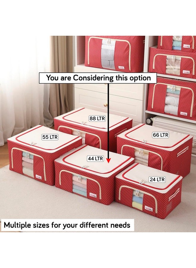 BlushBees Oxford fabric Living Box - Closet Organizer Cloth Storage Boxes for Wardrobe - 44 Litre (Pack of 2, Polka Dot Red) - Image 4