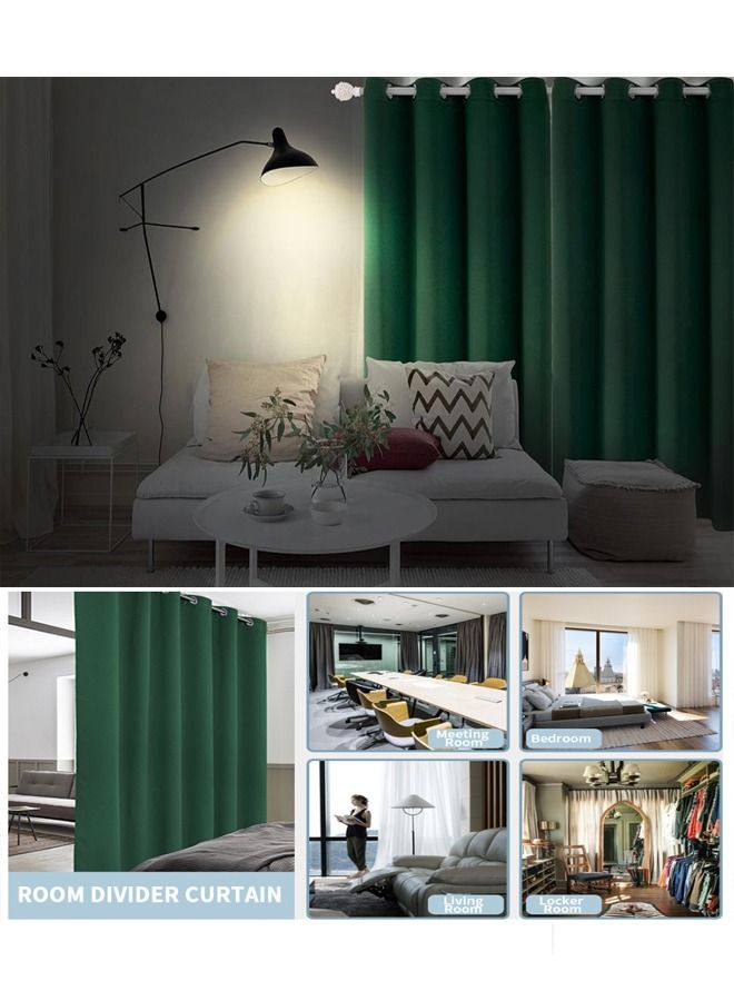Room Divider Blackout Curtains Thermal Insulated Decor Grommet Blackout Drapes for Bedroom Dining Studio Office Hunter Green 200x270/200x240/200x200cm