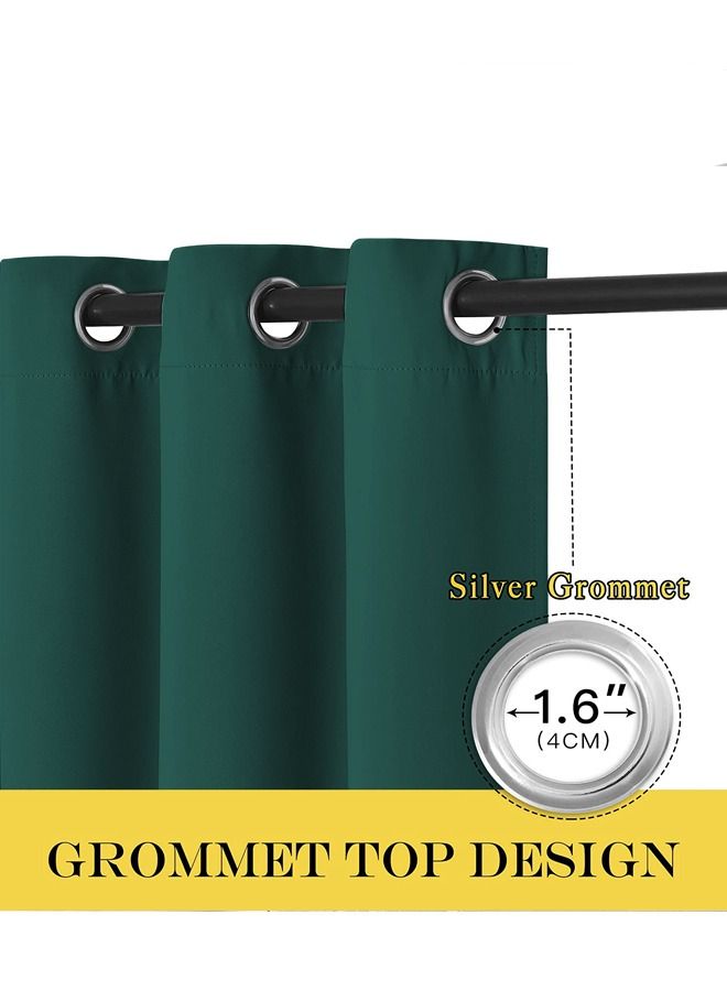 Room Divider Blackout Curtains Thermal Insulated Decor Grommet Blackout Drapes for Bedroom Dining Studio Office Hunter Green 200x270/200x240/200x200cm