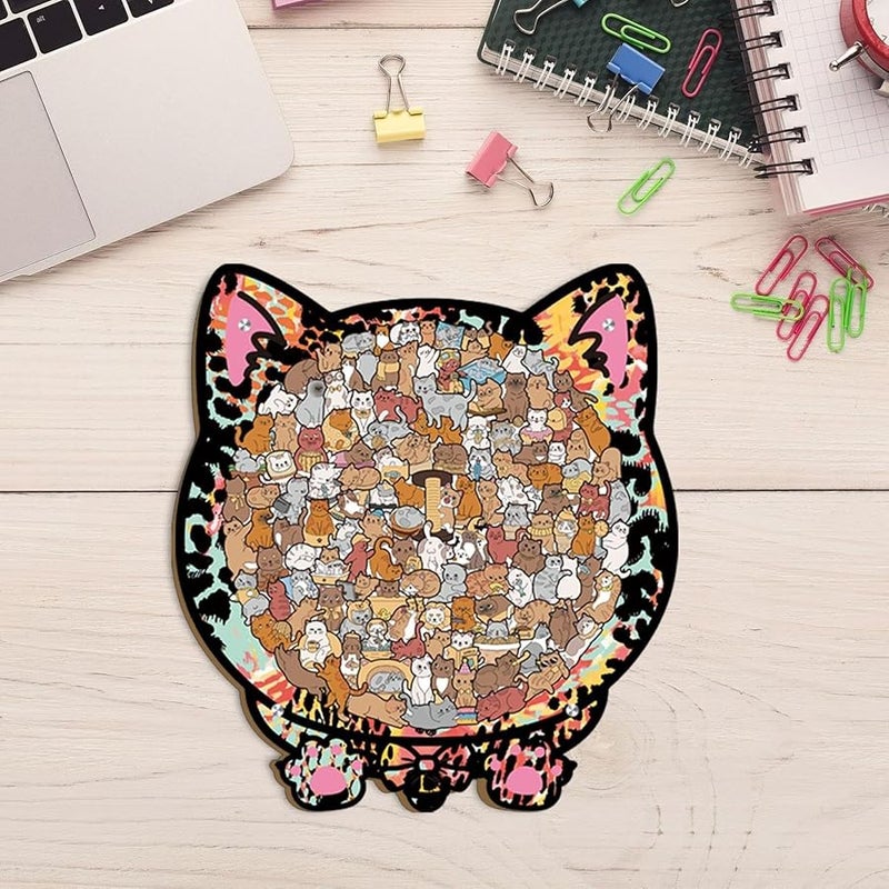 Realistic Cat Wooden Puzzle 135 Pieces Size B Home Decor For Adults Kids - Image 5