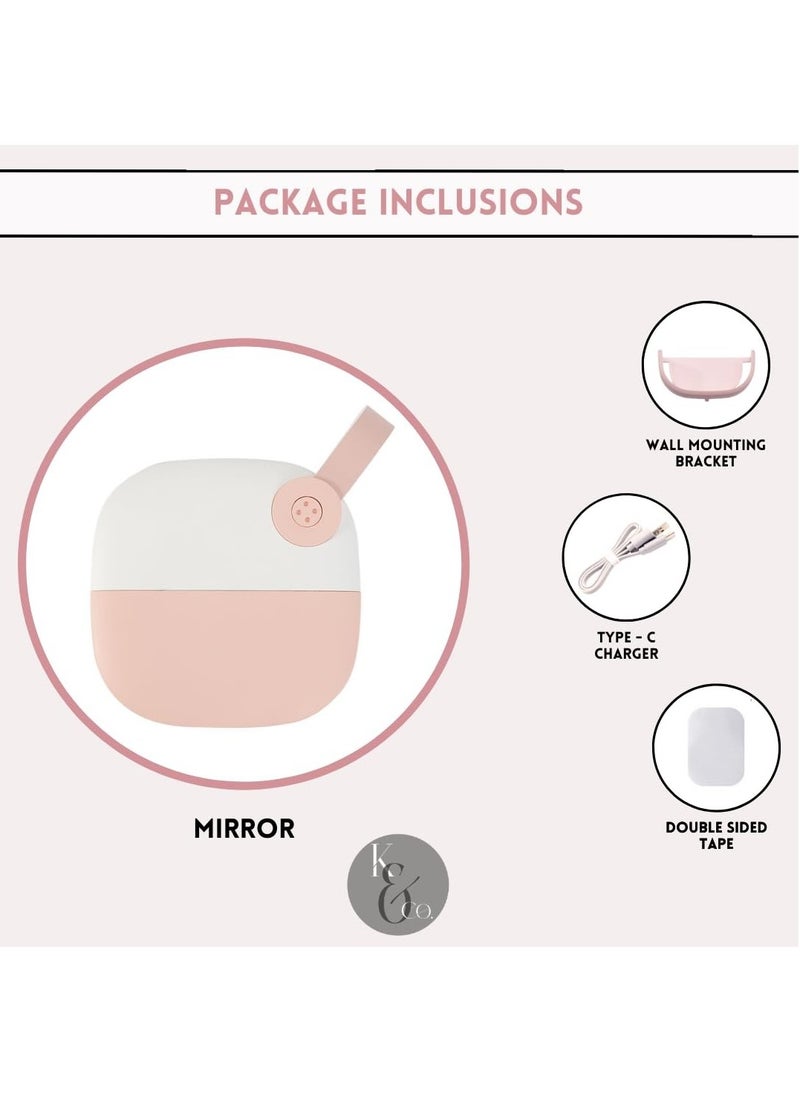KASTWAVE Rechargeable Travel Makeup Mirror with LED Lights, Compact Dimmable Mirror with 3 Light Colors & Adjustable Brightness, Small Portable Vanity Mirror Handheld for Bags  - Image 5