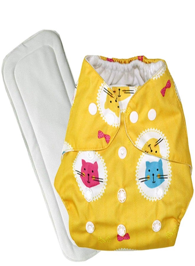 DOMENICO Washable Baby Diaper Premium Cloth Diaper Reusable, Adjustable Size, Waterproof, Pocket Cloth Diaper Nappie (1 Diaper and 1 Insert Pad)