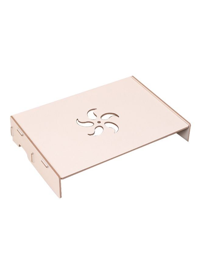 NIBEMINENT Monitor/Laptop Desk With Keyboard Wiring Slot Beige - Image 1