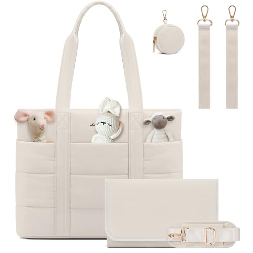 LOVEVOOK Diaper Bag Tote Puffer Baby Diaper Bag with Insulated PocketTravel Diaper Tote with Pacifier Case and Changing Pad - Image 1