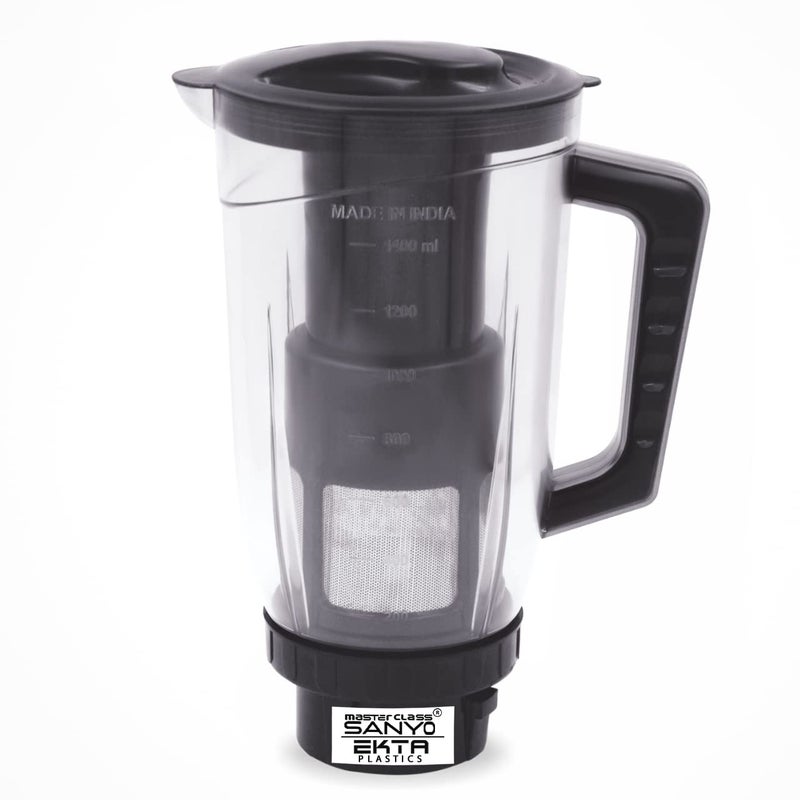 MasterClass Sanyo MasterClass Sanyo Juicer Jar for Mixer Grinder Transparent Plastic with Fruit Filter ABS Plastic 1500ML Black  - Image 1