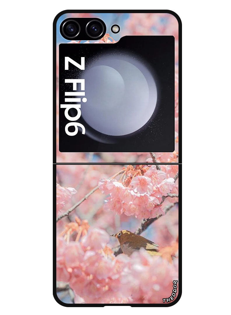Theodor Protective Case Anti Scratch Shock Proof Bumper Cover For Samsung Galaxy Z Flip 6 Pink flowers - Image 1