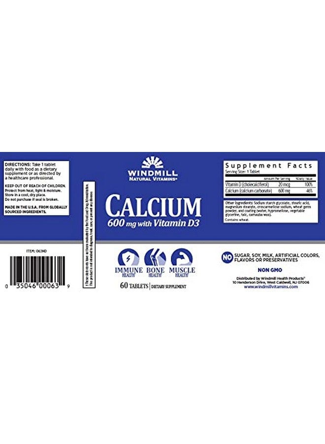 WINDMILL Calcium As Carbonate With Vitamin D 600 Mg Tablets 60 Ea - Image 3
