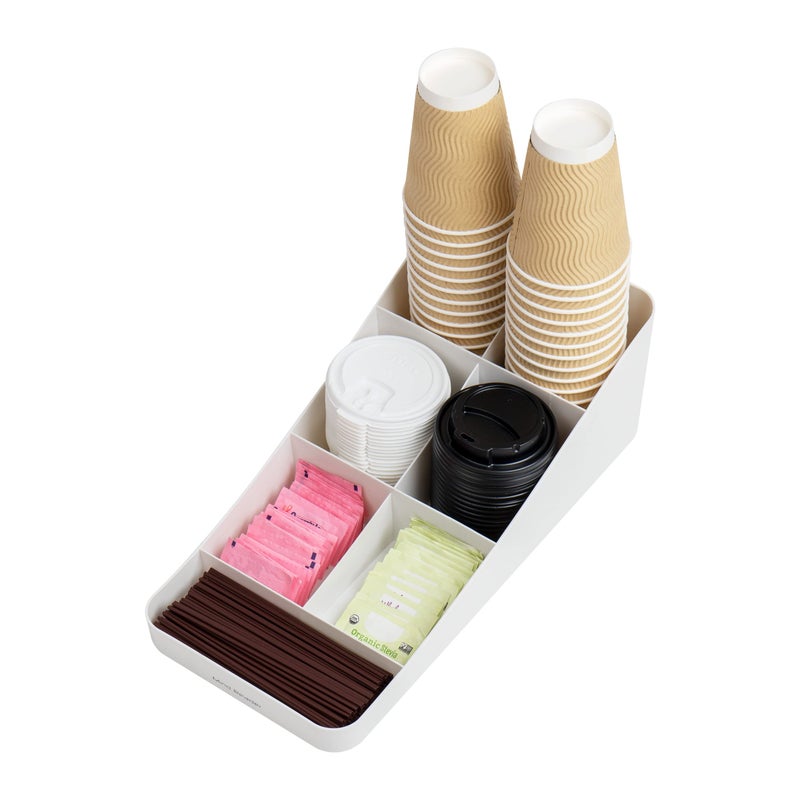 Mind Reader 7 Compartment Coffee Condiment, Cups, Lids, Sugars, Stirrers,Storage Organizer, White - Image 5