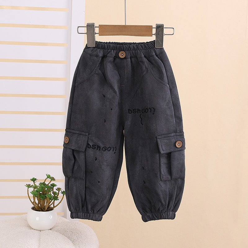 Boys' Pants Small And Medium-Sized Children'S Casual Workwear Trousers Boys Autumn Children'S Sweetpants Trendy Batch - Image 2