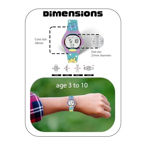 SPIKY Digital Sports Watch for Kids (Turquoise) | Multifunctional with Luminous Display & Alarm | Water Resistant & Printed Silicone Strap | Birthday Gift Wrist Watches for Boys & Girls | Age 2-14 Yrs - Image 3