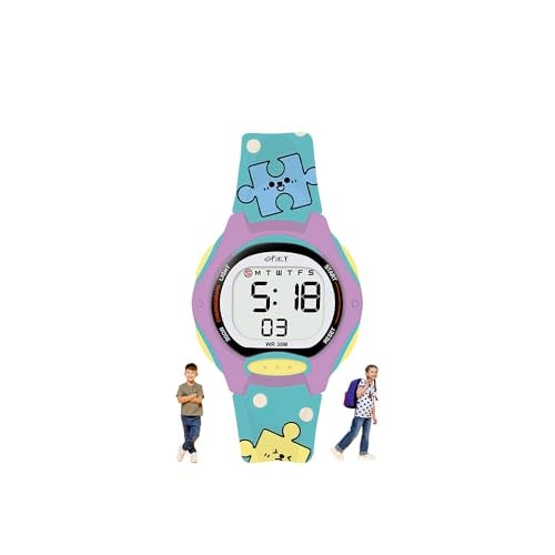 SPIKY Digital Sports Watch for Kids (Turquoise) | Multifunctional with Luminous Display & Alarm | Water Resistant & Printed Silicone Strap | Birthday Gift Wrist Watches for Boys & Girls | Age 2-14 Yrs - Image 1