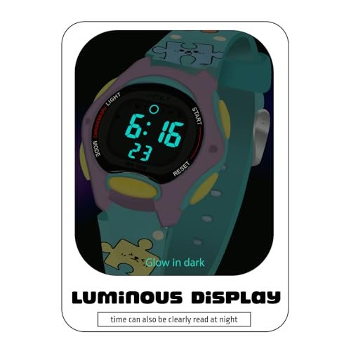 SPIKY Digital Sports Watch for Kids (Turquoise) | Multifunctional with Luminous Display & Alarm | Water Resistant & Printed Silicone Strap | Birthday Gift Wrist Watches for Boys & Girls | Age 2-14 Yrs - Image 2