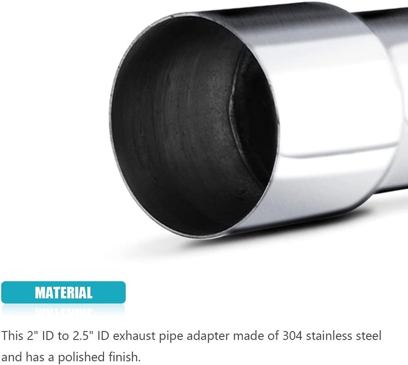 A ABIGAIL Universal 2" ID to 2.5" ID Exhaust Pipe Adapter Connector Reducer - 304 Stainless Steel - Image 5