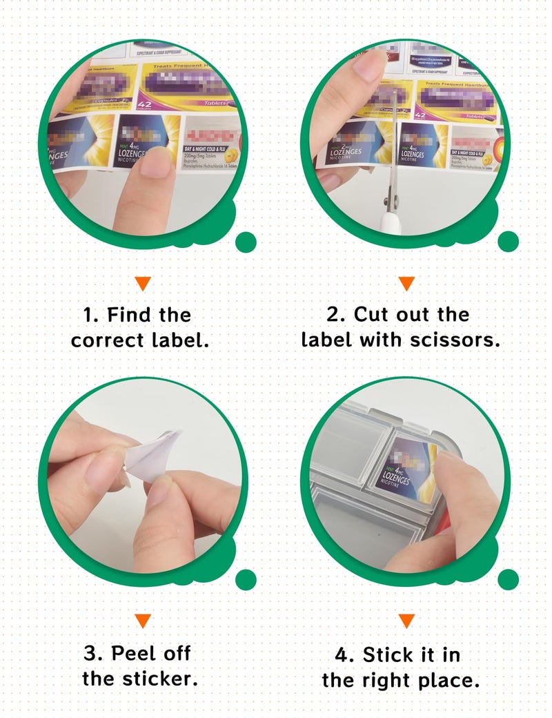 CAPHONT 630 Pcs Medicine Labels Stickers for Pill Organizers, 350 DIY Pocket Pharmacy Labels & 280 Medicine Reminder Stickers, Travel Daily Pill Container Brand Label Pill Case Label Stickers - Image 4