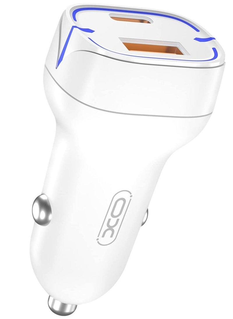 Raxoom XO CC37 20W PD+QC Quick Charger Dual USB Fast Charging Car Power Adapter for 13 Pro/13 Pro Max/13/13 mini/12 Pro Max/11Pro Max, New iPad 9,iPad mini 6,Galaxy S20 S10,etc. (White) - Image 4