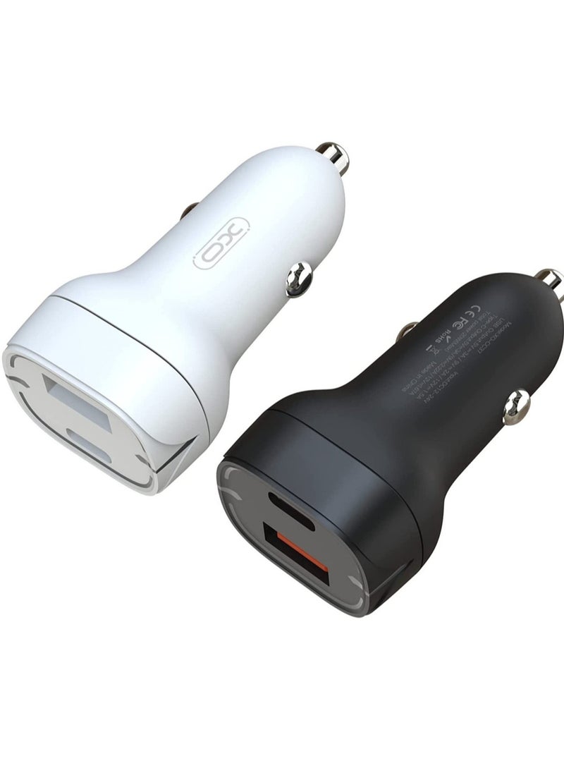 Raxoom XO CC37 20W PD+QC Quick Charger Dual USB Fast Charging Car Power Adapter for 13 Pro/13 Pro Max/13/13 mini/12 Pro Max/11Pro Max, New iPad 9,iPad mini 6,Galaxy S20 S10,etc. (White) - Image 2