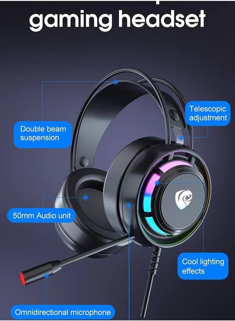 Cool Baby - COOLBABY PANSEN PSH-300 Computer Headworn Chicken Eating Earphones Listening and Debate with Mic 7.1 Esports Game Wired Earphones - Image 1