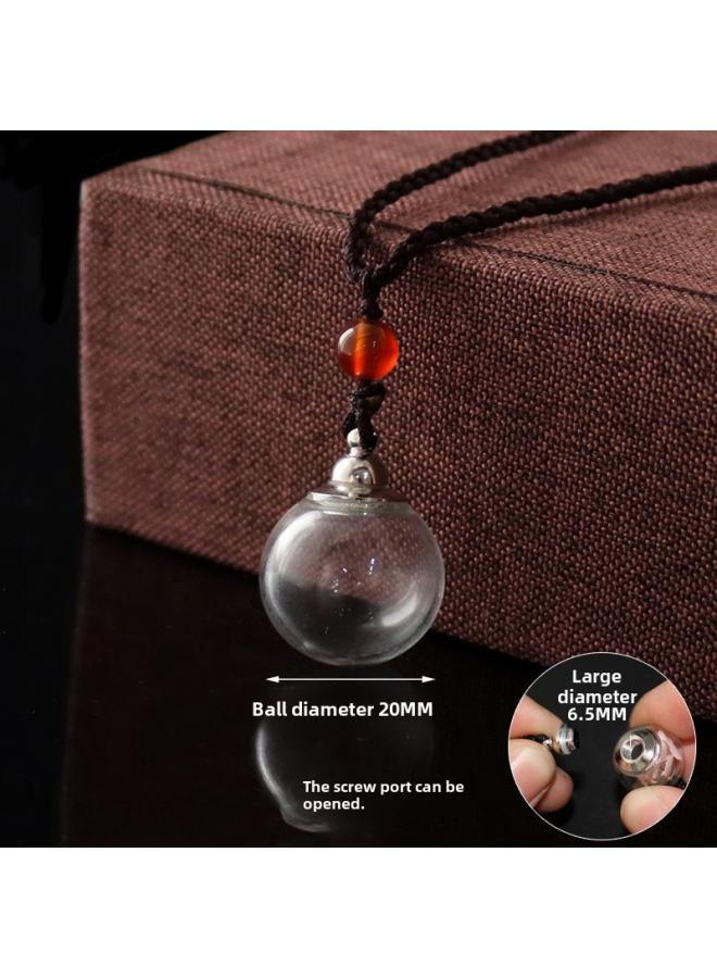 Openable Transparent Glass Ball Cinnabar Bottle Hollow Pendant Lanugo Hair Quack Box Pendant Men's And Women's Lovers Necklace