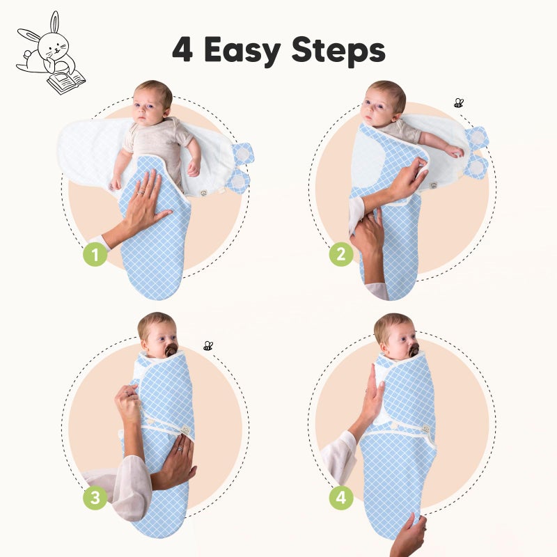 KeaBabies 3-Pack Organic Baby Swaddle Sleep Sacks - Newborn Swaddle Sack, Ergonomic Baby Swaddles 0-3 Months, Swaddles for Newborns, Baby Sleep Sack, Baby Swaddle Blanket Wrap, Baby Essentials (Storm) - Image 3