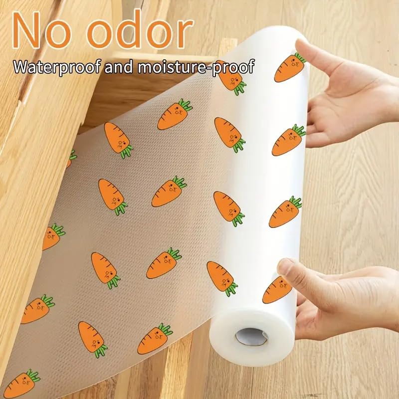 ElastPro (45 cm X 5 m) Printed Shelf Liners for Kitchen Shelves, Drawer Mat, Shelf Liner, Fridge Mats, Kitchen Cabinet Drawer Mat Liner Sheets (Carrot Print) - Image 4