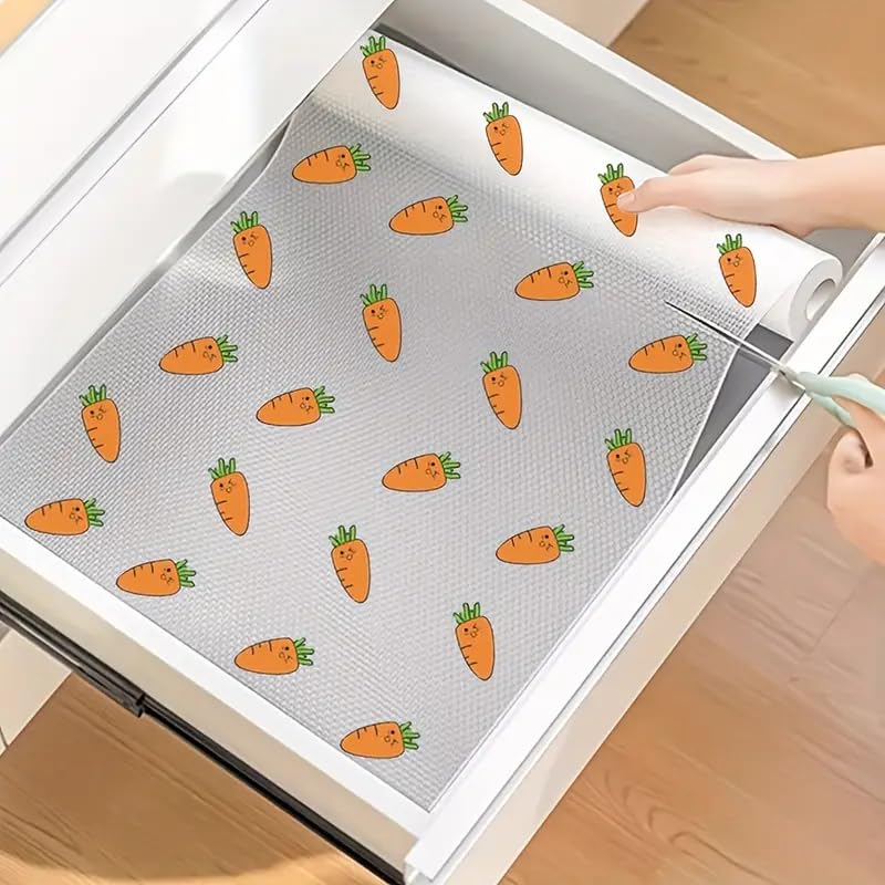 ElastPro (45 cm X 5 m) Printed Shelf Liners for Kitchen Shelves, Drawer Mat, Shelf Liner, Fridge Mats, Kitchen Cabinet Drawer Mat Liner Sheets (Carrot Print) - Image 3