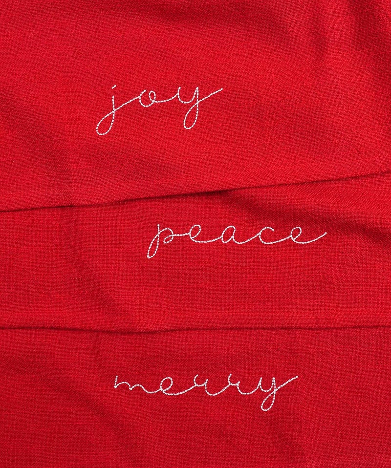 KAF Home Embroidered Holiday Dinner Napkins  100 Cotton Enzyme Washed Slubbed Cloth Napkins  Set of 4 Peace - Image 4