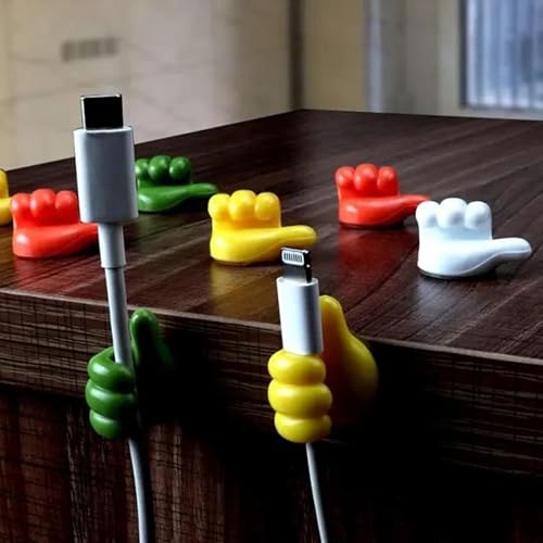 Veentus Creative Silicone Thumb Wall Hook, Multifunction Self Adhesive Cable Organizer Clips Key Hanger, No Punching Nails-Free Utility Hooks Desk Wire Management, Multicolor (Pack of 10 PIS) - Image 5
