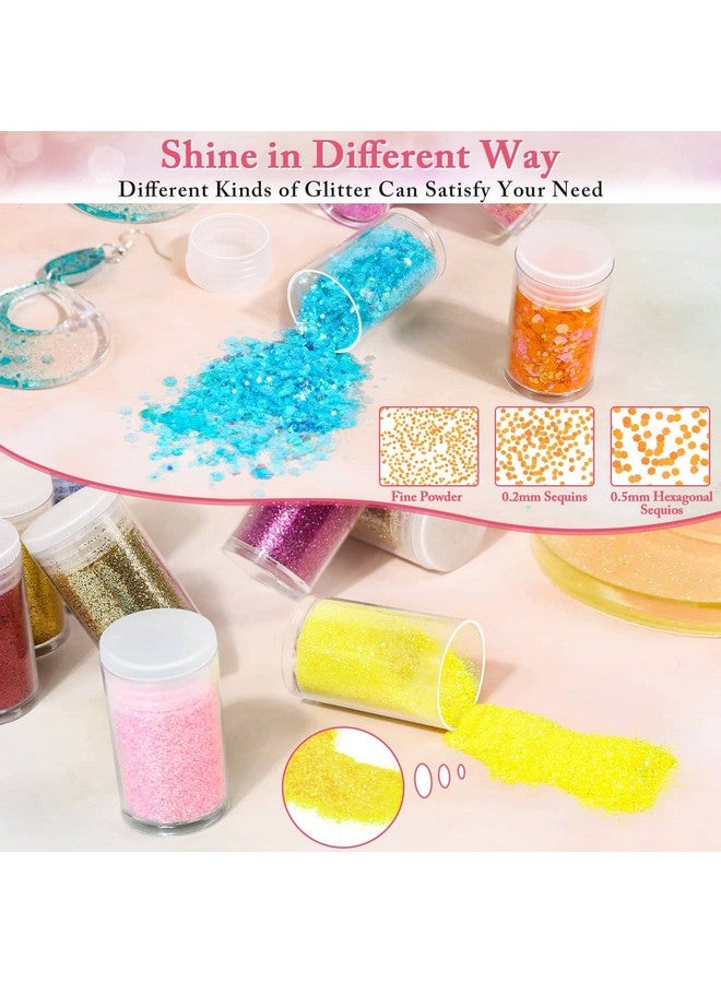 Audab Fine And Chunky Glitter Powder For Resin Assorted Holographic Nail Sequins For Hair Makeup Slime Resin Molds / Tumblers 36 Pcs - Image 3