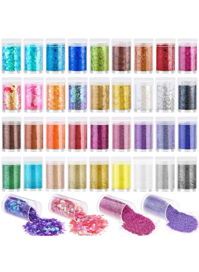 Audab Fine And Chunky Glitter Powder For Resin Assorted Holographic Nail Sequins For Hair Makeup Slime Resin Molds / Tumblers 36 Pcs - Image 1