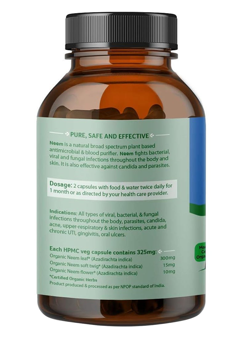 Organic India - Neem Ayurvedic Capsules Blood Purifier And Anti Acne For Healthy Conscience Living 90 Veg Capsules - Image 1
