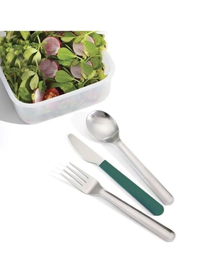 NIBEMINENT 4-Piece Goeat Cutlery Set Teal/Silver Spoon 1x12, Fork Knife Cover 1x13cm - Image 3