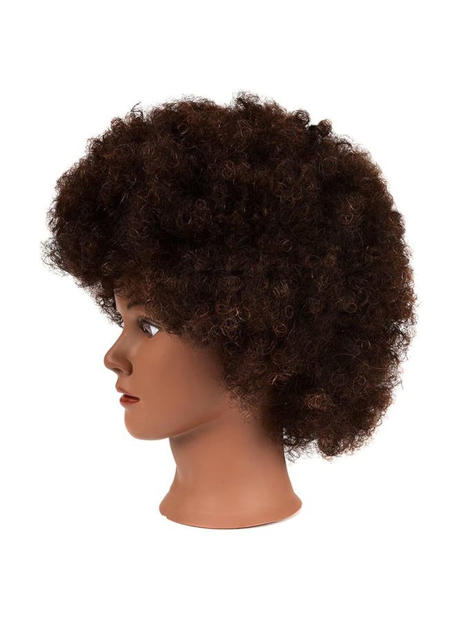 N2 رأس دمية أفريقية بشعر بشري 100% رأس دمية مجعد لتجميل الشعر دمى رؤوس دمى مع قاعدة للعرض وممارسة تصفيف الشعر والتدريب - Image 3