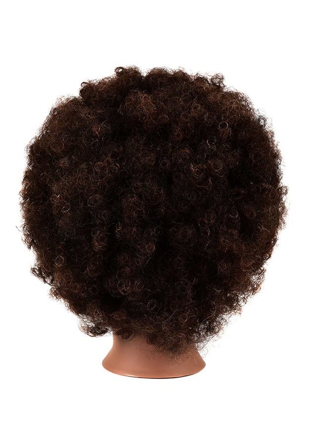 N2 رأس دمية أفريقية بشعر بشري 100% رأس دمية مجعد لتجميل الشعر دمى رؤوس دمى مع قاعدة للعرض وممارسة تصفيف الشعر والتدريب - Image 4