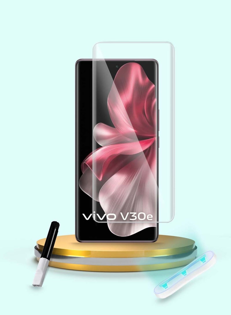 Wtech Premium Curved Edges UV Full Glue Full Cover Tempered Glass Screen Protector For Vivo V30e 5G 2024 / Vivo V40 5G 2024 - Clear - Image 1