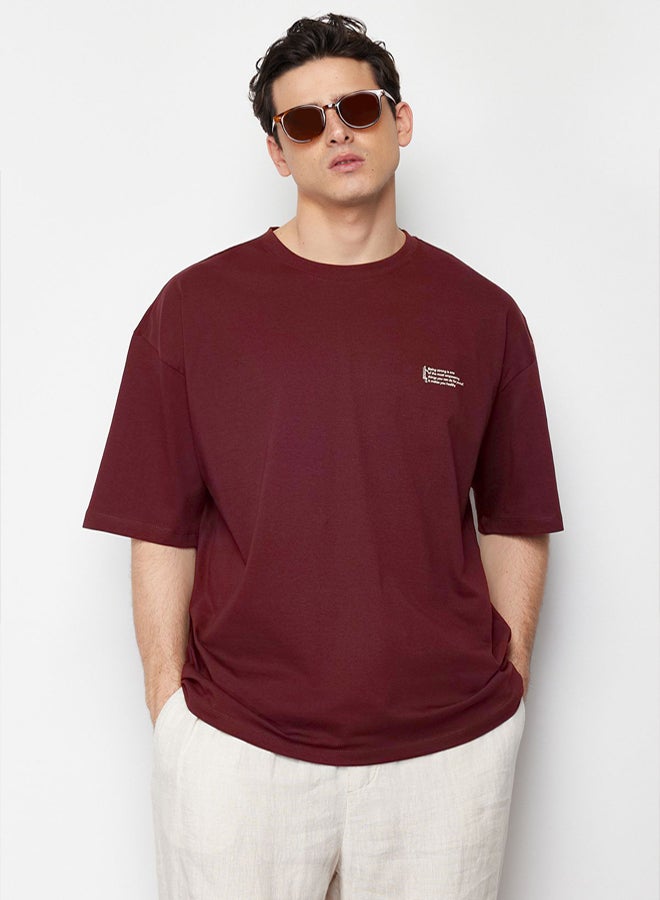 trendyol Men's Burgendy T-shirt - Image 1