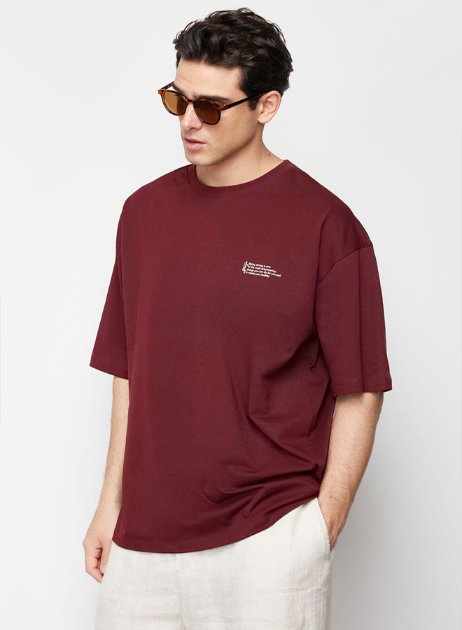 trendyol Men's Burgendy T-shirt - Image 4