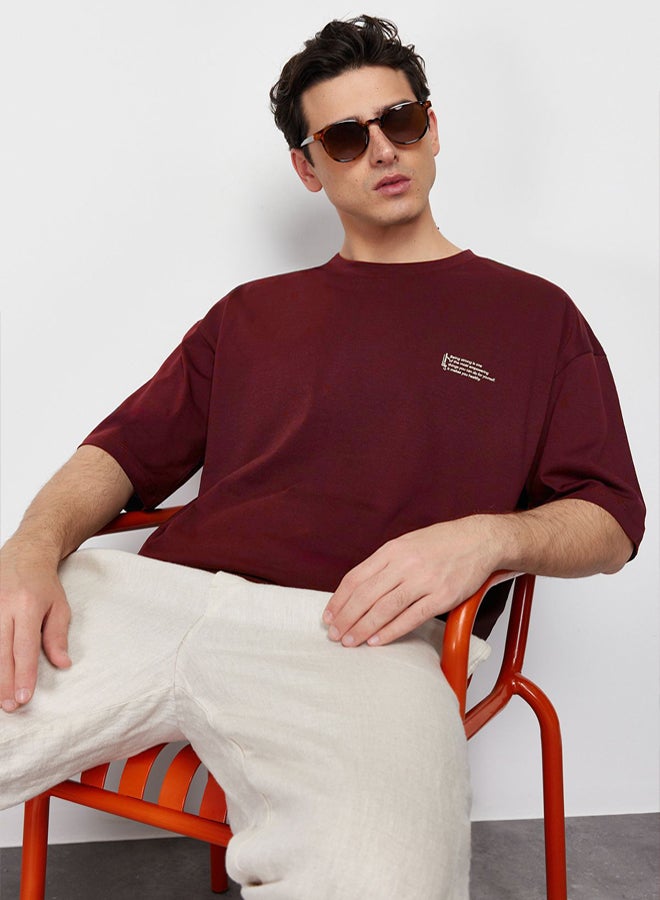 trendyol Men's Burgendy T-shirt - Image 2