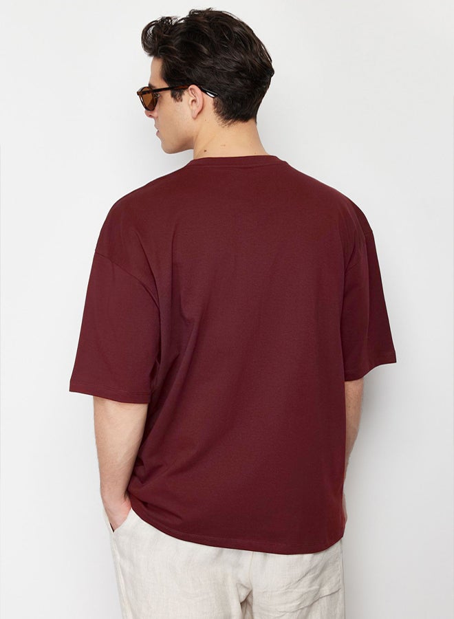 trendyol Men's Burgendy T-shirt - Image 3