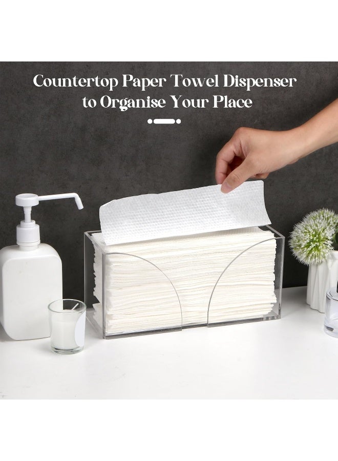 TPGP 2PCS Paper Towel Dispenser Countertop Acrylic Clear Paper Towel Holder for Bathroom Folded Paper Towel Dispenser Clear Trifold Paper Napkin Holder for Z-fold C-fold MultiFold Trifold - Home Kitchen  - Image 2
