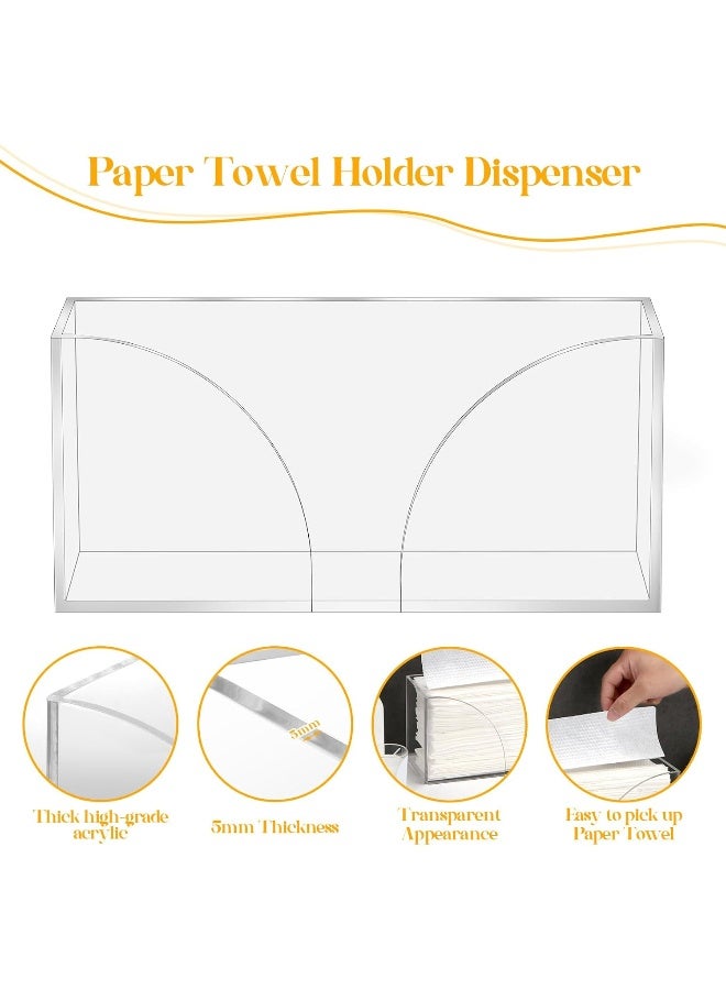 TPGP 2PCS Paper Towel Dispenser Countertop Acrylic Clear Paper Towel Holder for Bathroom Folded Paper Towel Dispenser Clear Trifold Paper Napkin Holder for Z-fold C-fold MultiFold Trifold - Home Kitchen  - Image 4