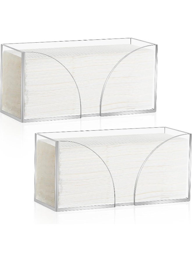 TPGP 2PCS Paper Towel Dispenser Countertop Acrylic Clear Paper Towel Holder for Bathroom Folded Paper Towel Dispenser Clear Trifold Paper Napkin Holder for Z-fold C-fold MultiFold Trifold - Home Kitchen  - Image 1