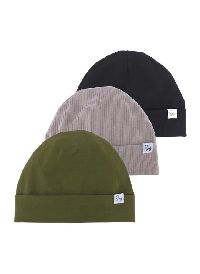 Sugarmelon - Jersey Beanie Hat for Newborn Baby Boys Girls Silky Satin Lined Hats Bonnet Toddler Infant Little Kids Beanies Caps (0-6M,206 Bundle 3pcs F) - Image 1