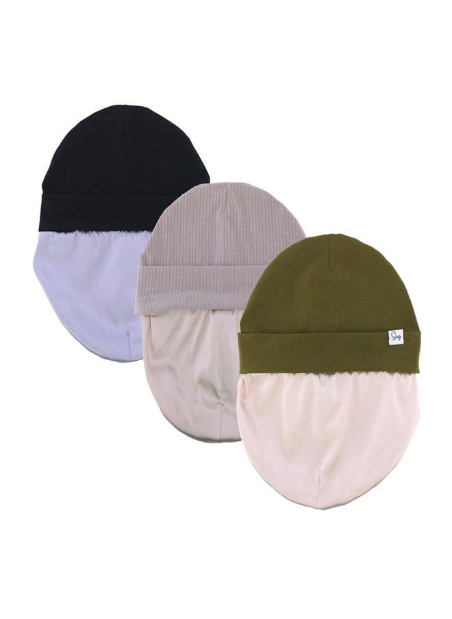 Sugarmelon - Jersey Beanie Hat for Newborn Baby Boys Girls Silky Satin Lined Hats Bonnet Toddler Infant Little Kids Beanies Caps (0-6M,206 Bundle 3pcs F) - Image 1