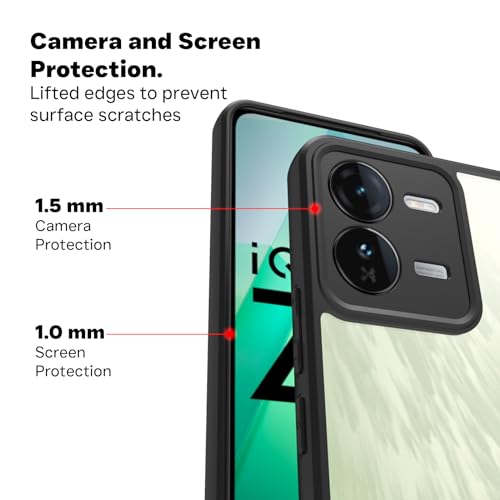 RIGGEAR Shockproof Sleek Hybrid Armor Back Cover Case Compatible with iQOO Z9 5G (Clear PC + Black TPU Bumper) - Image 3