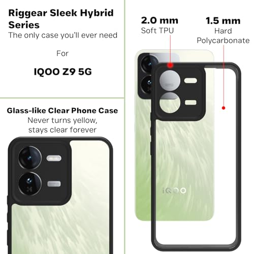 RIGGEAR Shockproof Sleek Hybrid Armor Back Cover Case Compatible with iQOO Z9 5G (Clear PC + Black TPU Bumper) - Image 5