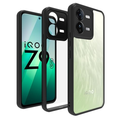 RIGGEAR Shockproof Sleek Hybrid Armor Back Cover Case Compatible with iQOO Z9 5G (Clear PC + Black TPU Bumper) - Image 1