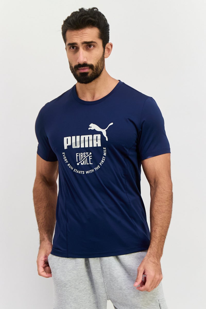 PUMA Puma x First Mile Men Sportswear Fit Short Sleeves Running T-Shirt, Navy - Image 1