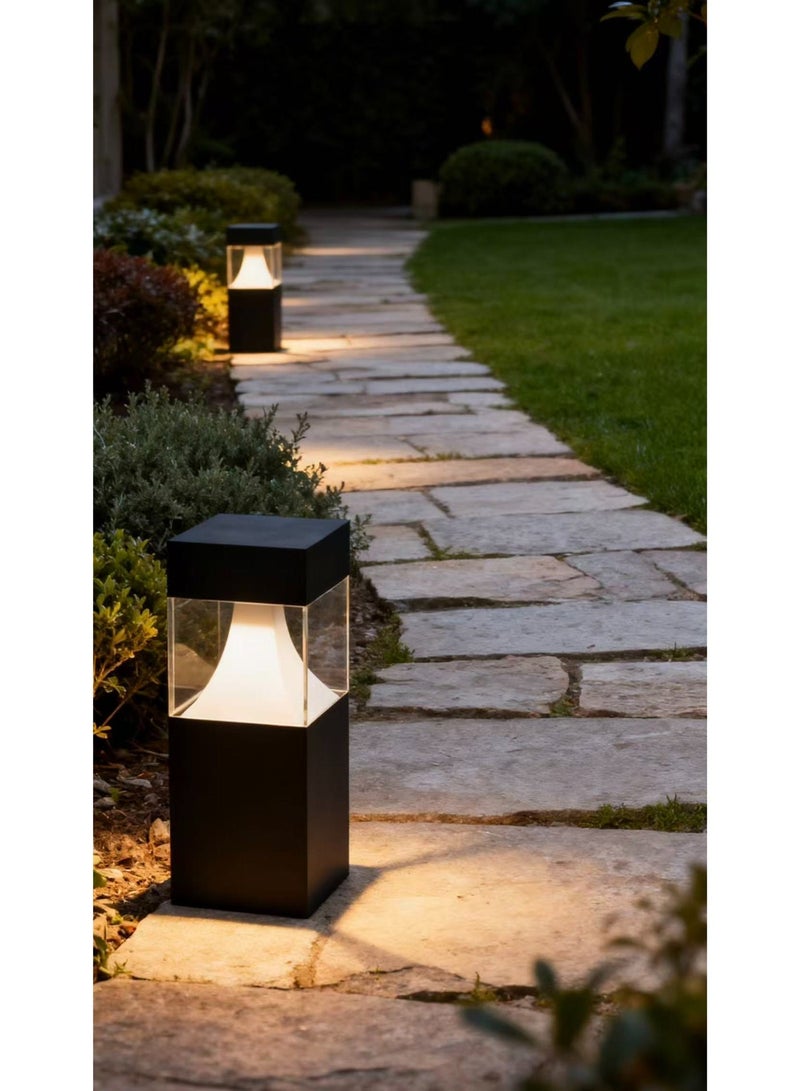 VMAX LED Garden Light 15W, 2000LM High Brightness IP65 Waterproof Aluminum Bollard Light, Square Modern Landscape Lamp for Villa Exterior, Pathway & Garden, Warm White - Image 1