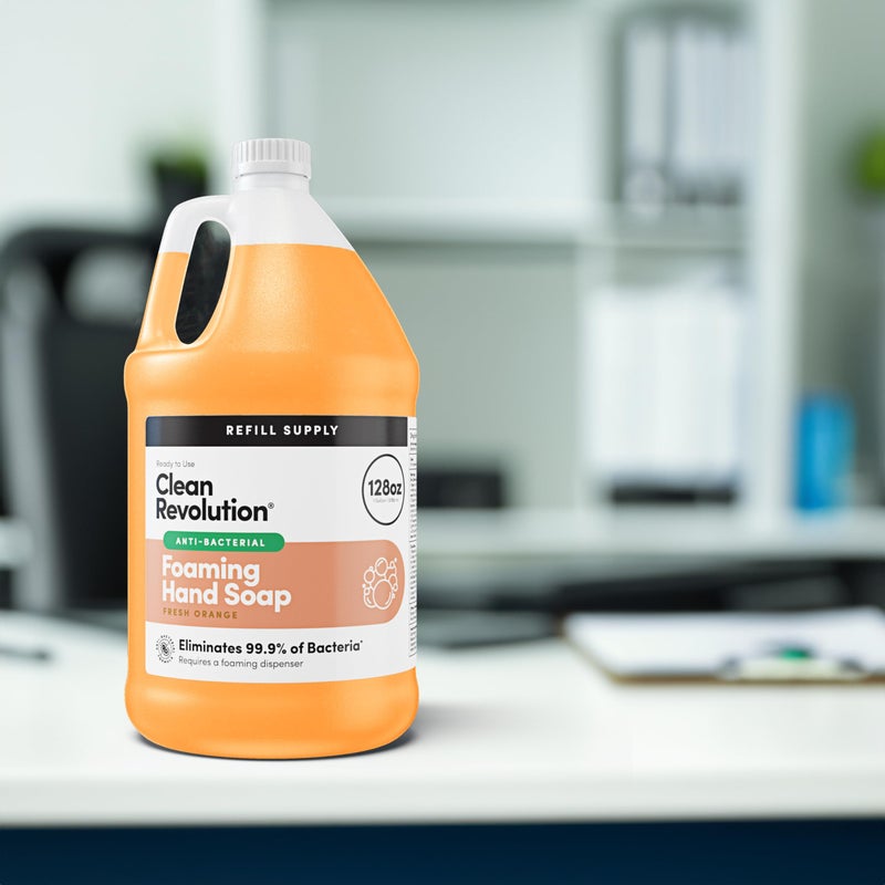 Clean Revolution صابون يد رغوي مضاد للبكتيريا من كلين ريفولوشن، عبوة إعادة تعبئة، 128 أونصة سائلة، برائحة البرتقال المنعشة - صنع في الولايات المتحدة - Image 3