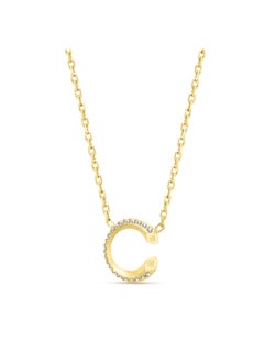 CERRUTI 1881 Alessia Gold Plated Stainless Steel Crystal-Embellished 'C' Pendant Stainless Steel Necklace for Women  - Image 1